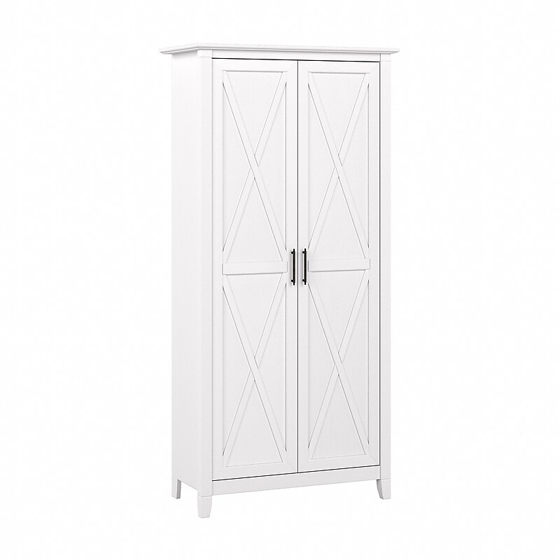 Bush Furniture Key West 66" Tall Storage Cabinet with Doors and 5 Shelves, Pure White Oak (KWS266WT-03) image 1