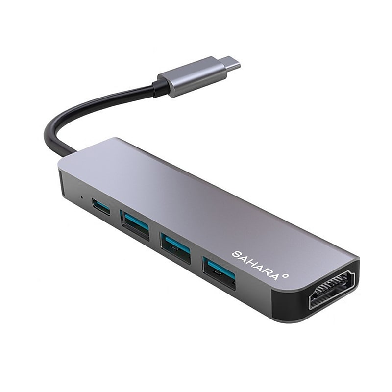 SaharaCase Aluminum 5-in-1 USB-C Hub Adapter for PC & Mac Laptops (LT00072) image 1