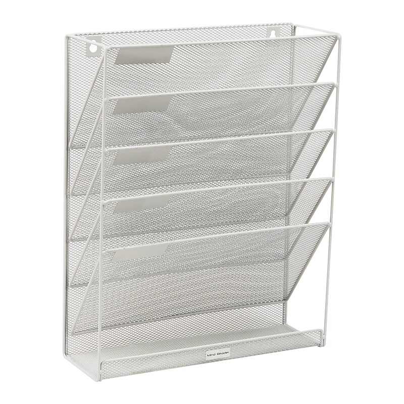 Mind Reader 5-Pocket Metal Mesh Mountable Wall File, Letter Size, White (MAGSTACK-WHT) image 1