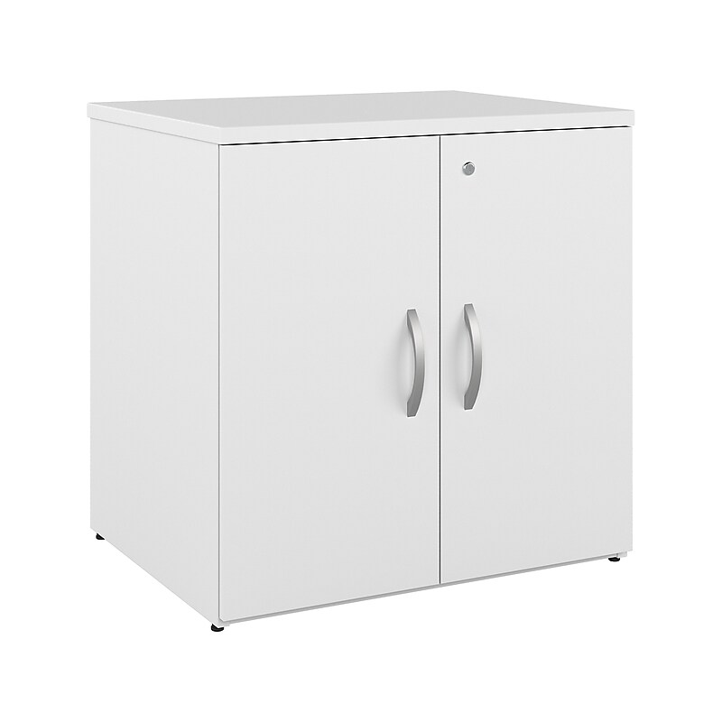 Bush Business Furniture Studio C 30" Storage Cabinet with 2 Shelves, White (SCS130WH) image 1