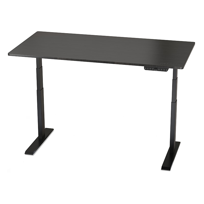 Uncaged Ergonomics RISE UP Electric Adjustable Standing Desk with Solid Bamboo Desktop, 23.6 to 49.2", Black (RUBBK) image 1