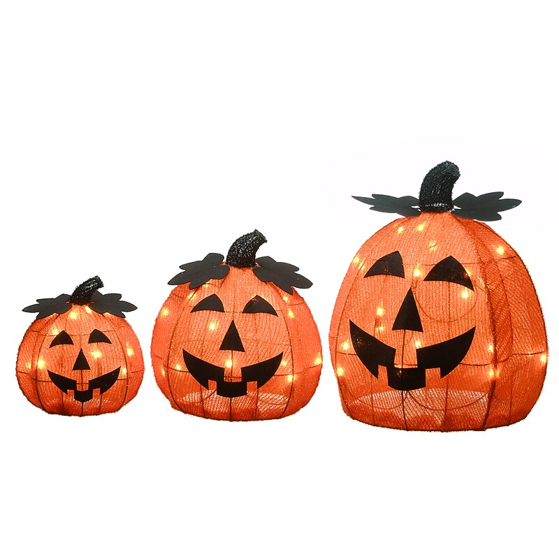 National Tree Company 15" Pre-Lit Jack-O-Lantern Trio (MZ17-6614A) image 1