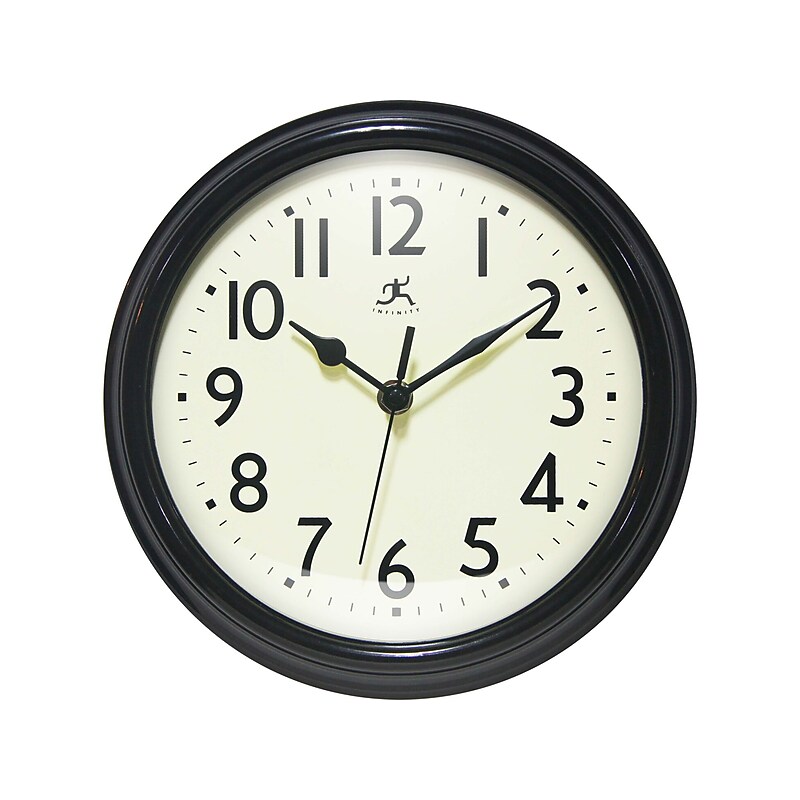 Infinity Instruments Nostalgic Wall Clock, Plastic/Glass, 9.5"Dia. (20306BK-4544) image 1