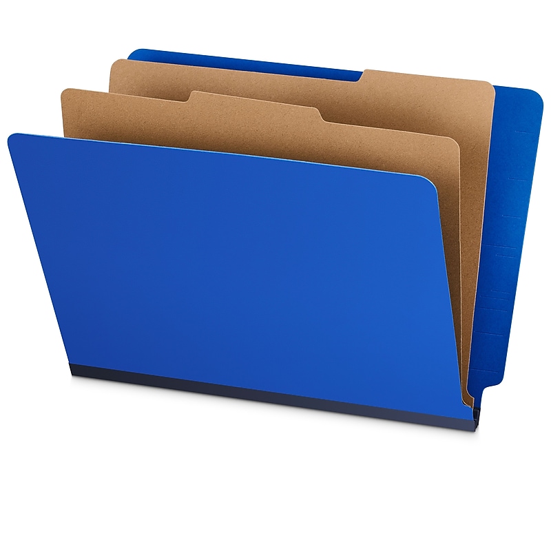 Staples 60% Recycled Pressboard Classification Folder, 2-Dividers, 2" Expansion, Letter Size, Dark Blue, 10/Box (ST62565) image 1