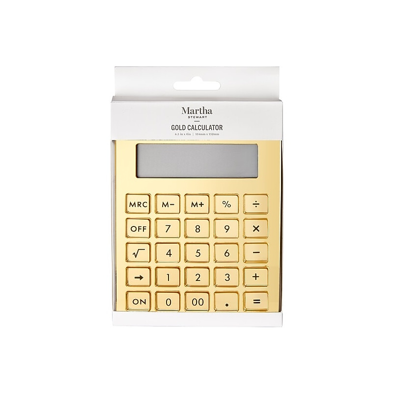 Martha Stewart 10-Digit Solar Powered Handheld Calculator, Gold (MS112N) image 1