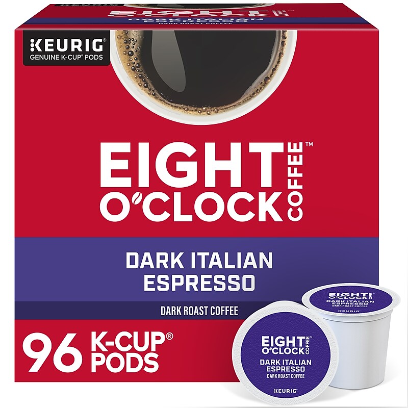 Eight O'Clock Dark Italian Espresso Coffee, Keurig K-Cup Pod, Dark Roast, 96/Carton (6408CT) image 1