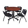Regency 48" Cherry and Kobe Based Round Table with 4 M Stacker Chairs, Black (TKB48RNDCH47BK)~#|#~386EA375-A6FD-40B2-9052F5B3CC26D6E4_sc7