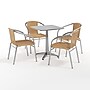 Flash Furniture Lila Indoor-Outdoor Table Set with 4 Chairs, 23.5" x 23.5", Aluminum/Beige (TLH24SQ020BGCH4)~#|#~387C0875-E0B0-4B61-BC71BD7DF8FBB7FB_sc7