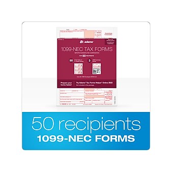 Adams 2022 1099-NEC Tax Form, White, 50/Pack (STAX5NEC-22)