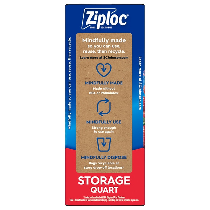Ziploc Storage Bags, Quart, 48/Box (314469) | Staples