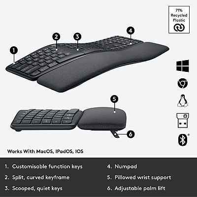 Logitech ERGO K860 Wireless Keyboard - Thumbnail 5