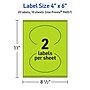 Avery Printable Oval Multipurpose Labels, 4" x 6", Bright Green, 20/Pack (94057)~#|#~38974F6D-2E11-4DC8-B4311B6847ED7D9A_sc7