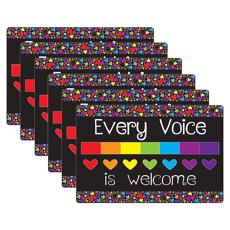 Ashley Productions Smart Poly Non-Skid Computer Mouse Pad, Every Voice is Welcome Here, 6/Pack (ASH12500-6) image 1
