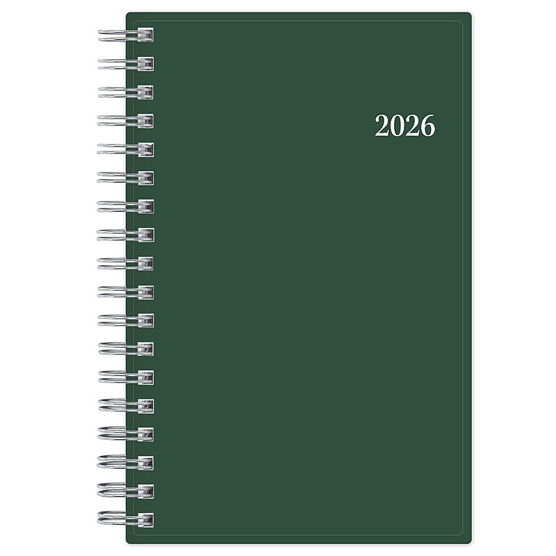 2026 Blue Sky 6.125" x 3.625" Weekly & Monthly Personal Organizer, Plastic Cover, Deep Forest Green (154922) image 1