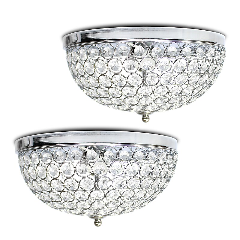 Lalia Home Crystal Glam 2 Light Ceiling LED Flush Mount, Chrome, 2/Set (LHM-2000-CH-2PK) image 1