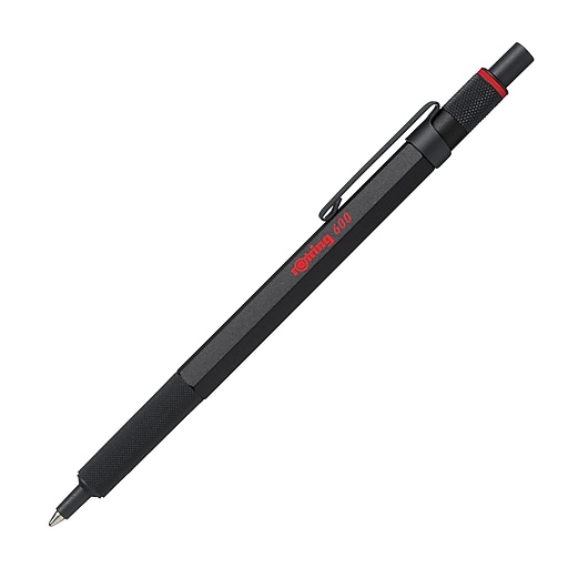 rOtring 600 Retractable Ballpoint Pen, Medium Point, Black Ink