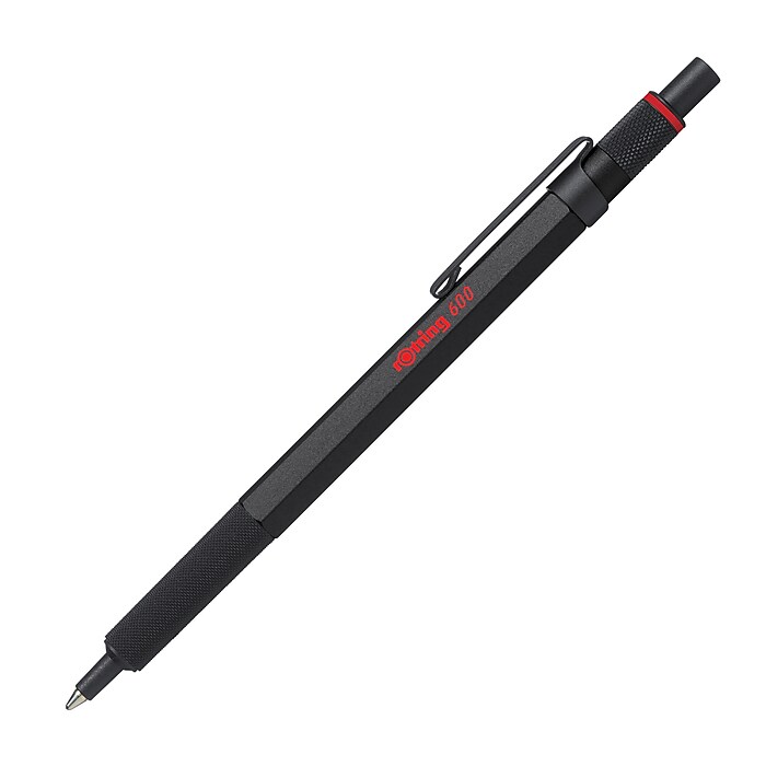rOtring 600 Retractable Ballpoint Pen, Medium Point, Black Ink