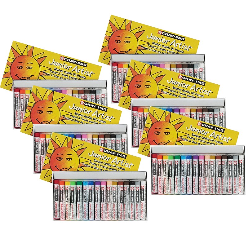 Sakura Cray-Pas Junior Artist Oil Pastels, Assorted Colors, 16/Set, 6 Sets/Bundle (SAKXEP16-6) image 1