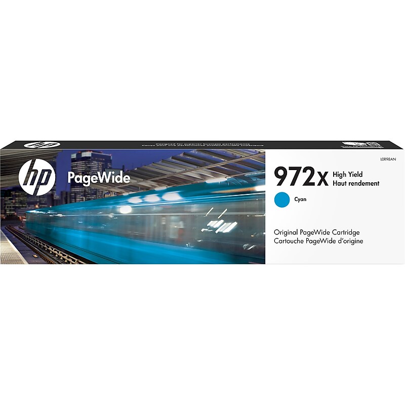 HP 972X Cyan High Yield Ink Cartridge, Prints Up to 7,000 Pages (L0R98AN) image 1