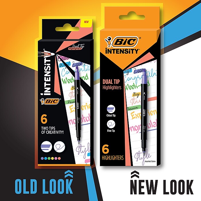 BIC Intensity Dual Tip Highlighter, Medium & Broad Point, Assorted