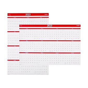 2023 Staples 36" x 24" Wall Calendar, Red (ST53903-23)