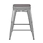 Flash Furniture Kai Indoor-Outdoor Backless Counter Height Stool, Silver with Gray Seat (CH3132024SILP2G)~#|#~38E76721-20AD-4E24-AA8FECFD36BF3452_sc7