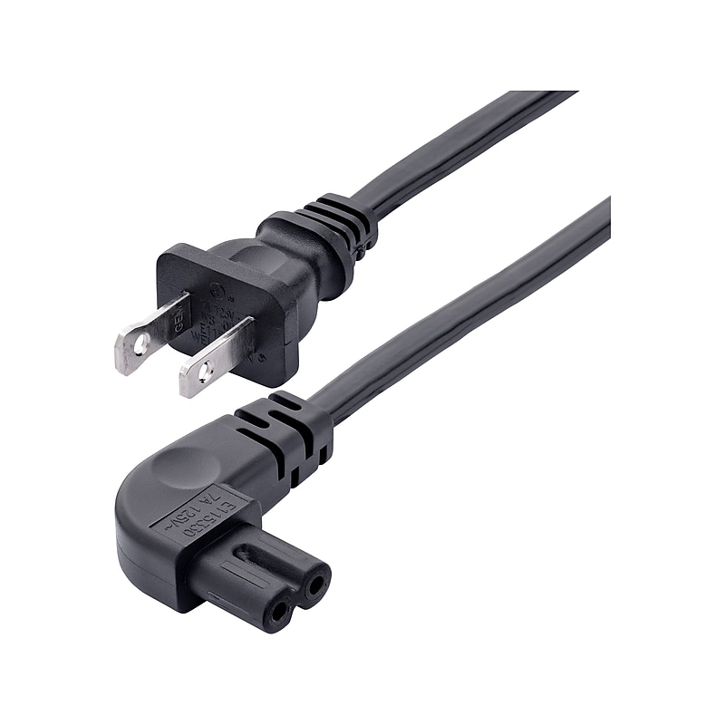 StarTech 10' NEMA 1-15P to Right Angle C7 Laptop Power Cord, Black (PXT101NB-STRA-10F) image 1