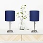 Creekwood Home Oslo Duo 19.5" LED Table Lamp with USB Port, Brushed Steel/Navy Blue Shade, 2/Set (CWT-2012-NV-2PK)~#|#~38ECC403-E324-4CBC-AD4F5A8BC27F4C8E_sc7