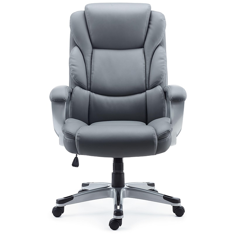Staples Mcallum Ergonomic Bonded Leather Swivel Manager Chair, Gray (51474) image 1