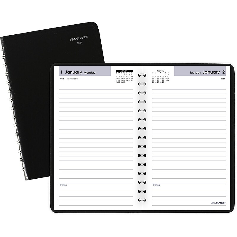 2024 AT-A-GLANCE DayMinder 5" x 8" Daily Planner, Black (SK46-00-24) image 1