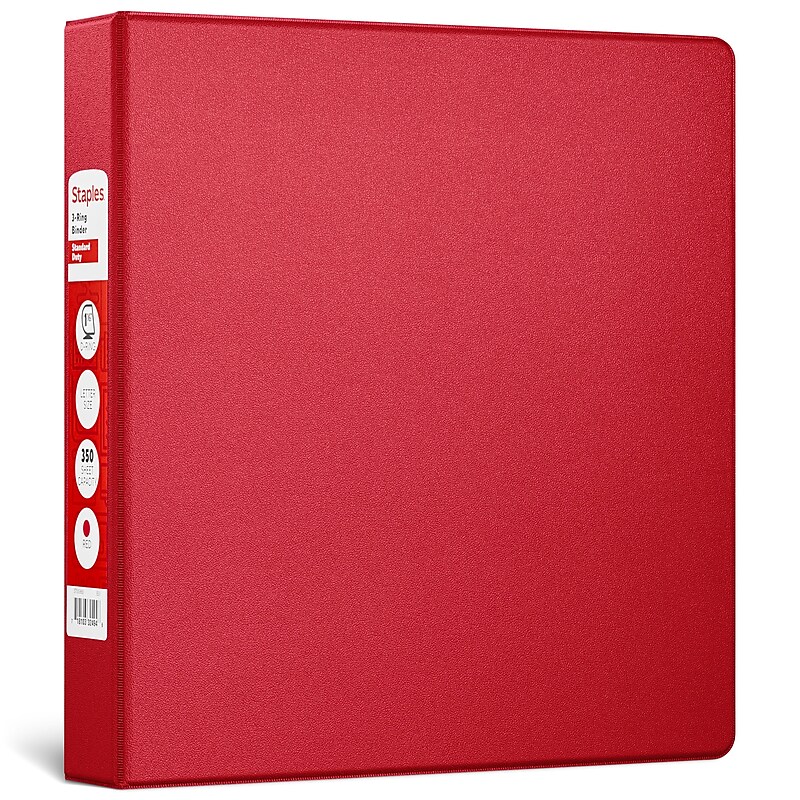 Staples 1 1/2" 3-Ring Non-View Binder, D-Ring, Burgundy (55365/26302) image 1