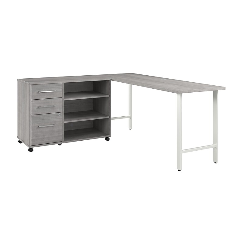 Bush Business Furniture Hustle 72"W Computer Desk and Storage Cabinet with Drawers and Shelves, Platinum Gray (HUS008PG) image 1