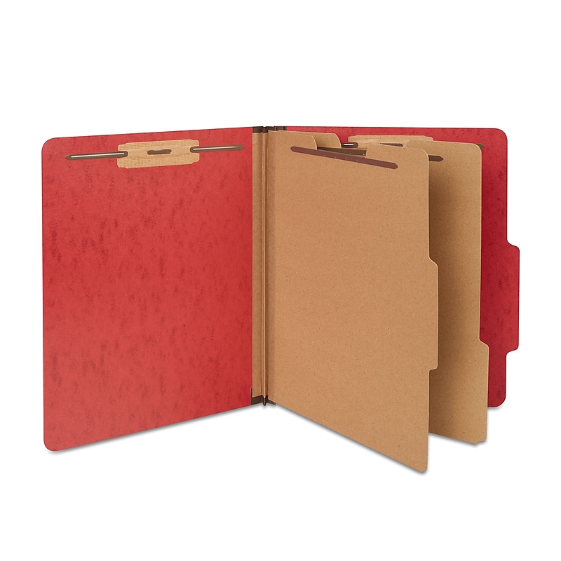 Staples Moisture Resistant Classification Folder, 2-Dividers, 2.5" Expansion, Letter Size, Dark Red, 10/Box (ST614622-CC) image 1