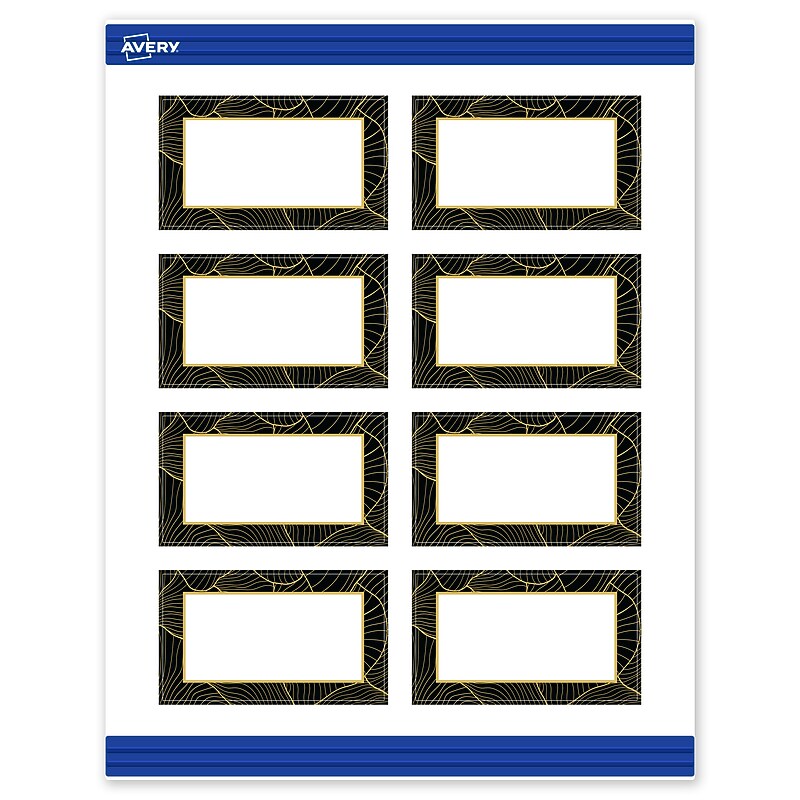 Avery Black with Gold Pattern Matte Blank Card, White, 80/Pack (S00-ETS) image 1
