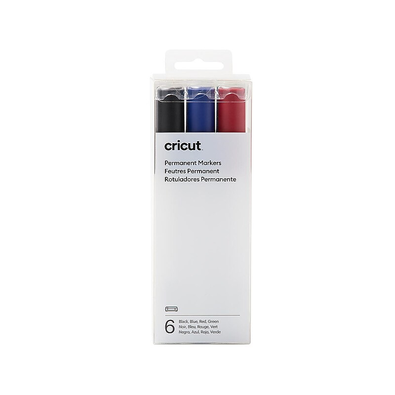 Cricut Die Cutting Permanent Markers, Assorted Colors, 6/Pack (2008878) image 1