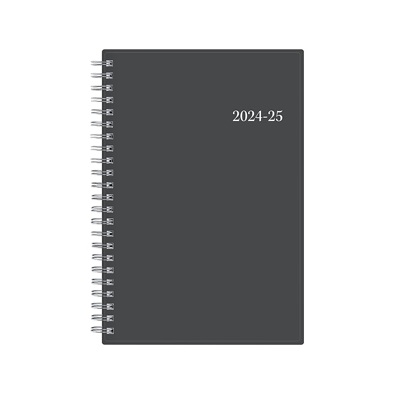 2024-2025 Blue Sky Collegiate 5" x 8" Academic Weekly & Monthly Planner, Plastic Cover, Gray (100139-A25) image 1