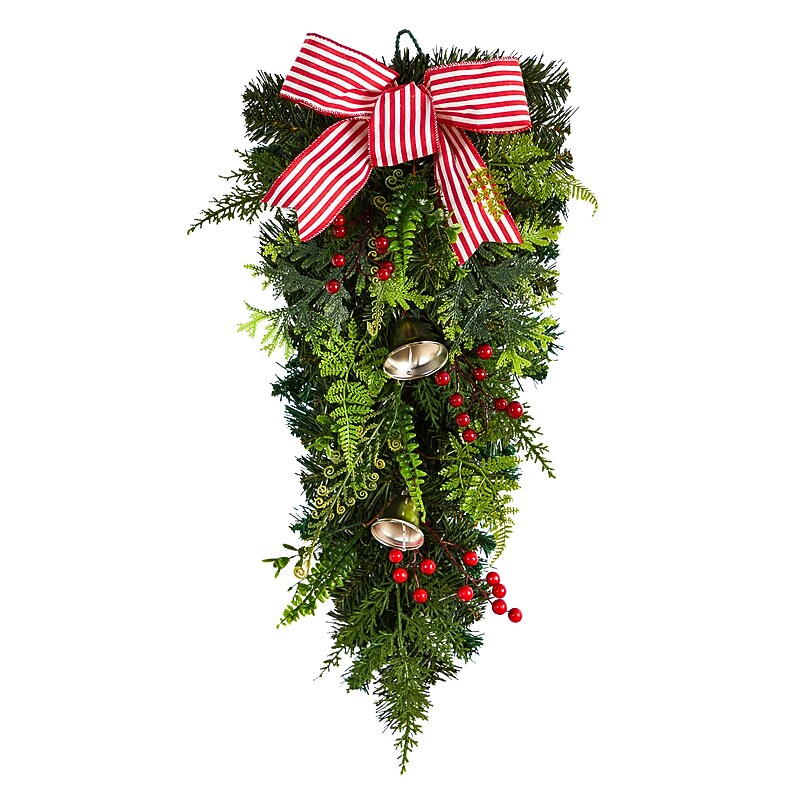 Nearly Natural Holiday Christmas Bells and Bow Artificial Swag, 26" (W1266) image 1