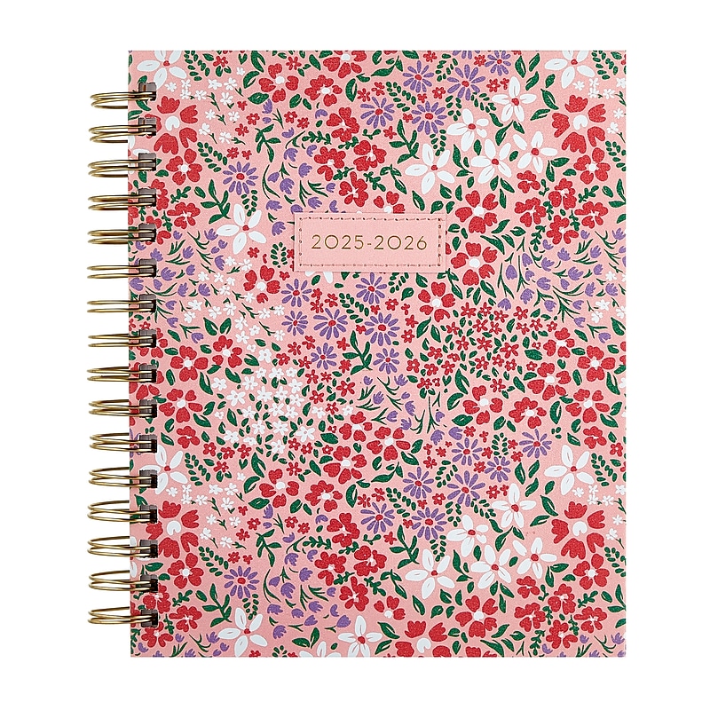 2025-2026 Eccolo Floral 7.75" x 8.5" Academic Weekly Planner, Faux Leather Cover, Multicolored (AY26-401A) image 1