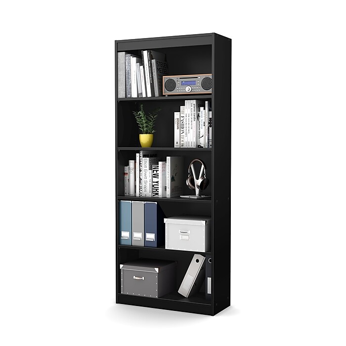 South Shore Axess 5-Shelf Bookcase, Pure Black (7270768) | Staples