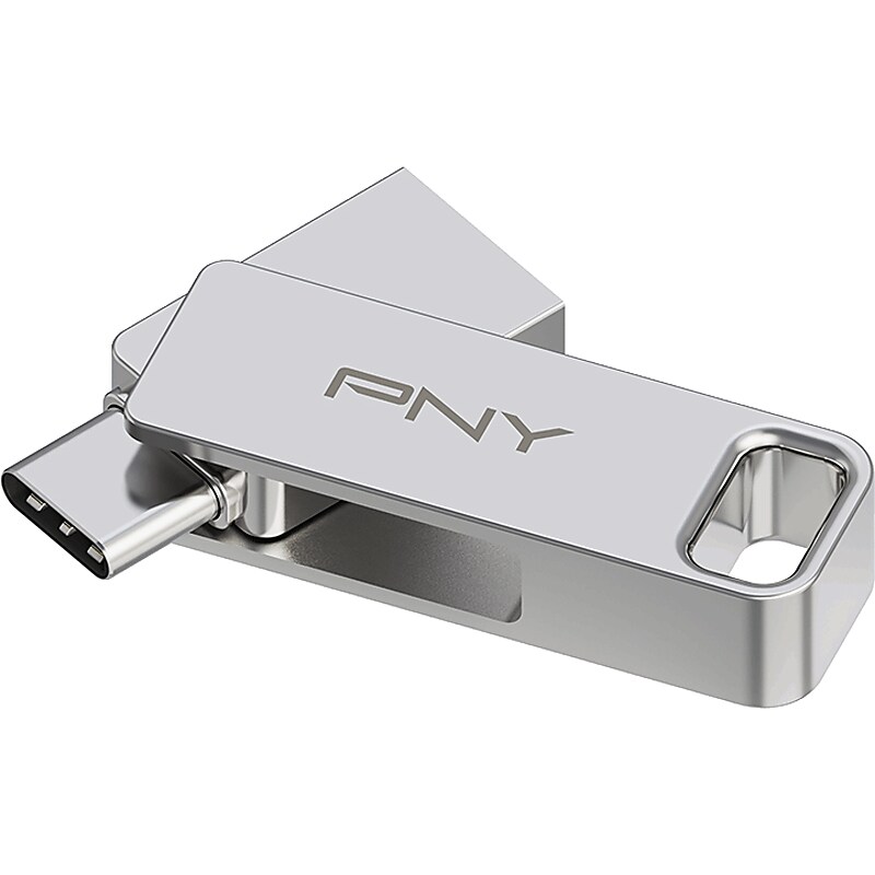 PNY DUO LINK Dual 256GB USB 3.2 Type-C Flash Drive, Silver (P-FDI256DULINKTYC-GE) image 1