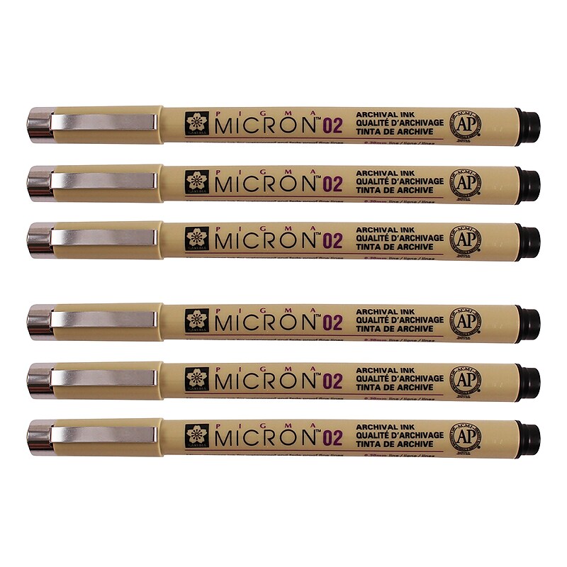 Sakura Pigma Micron Pen, Fineliner, Black Ink, 6/Pack (SAKXSDK0249-6) image 1