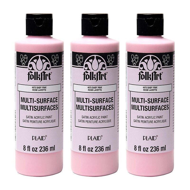 FolkArt Acrylic Paint Multi-Surface Satin, 8oz., Baby Pink, 3/Pack(FLK4675-3) image 1