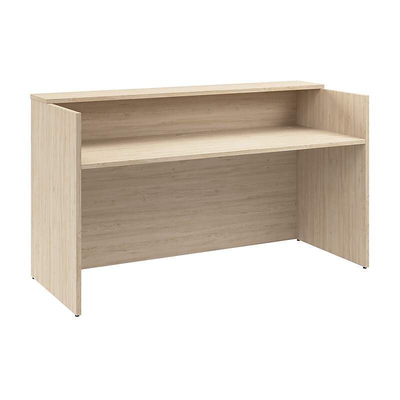 Bush Business Furniture Arrive 72"W Reception Desk with Shelf, Natural Elm (AVD172NEK) image 1
