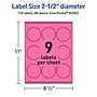 Avery Laser/Inkjet Round Multipurpose Labels, 2.5" Dia., Bright Pink, 720/Box (94502)~#|#~394244ED-05F8-438B-BF0FC3F01D8D5FCE_sc7