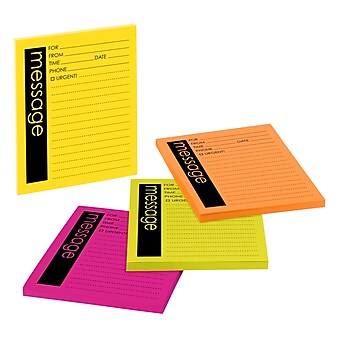 Post-it Super Sticky Telephone Message Notes, 4" x 5", Energy Boost Collection, Lined, 4 Pads (7679-4)