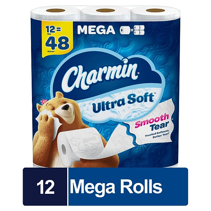 Charmin Ultra Soft Mega Toilet Paper, 2-ply, White, 224