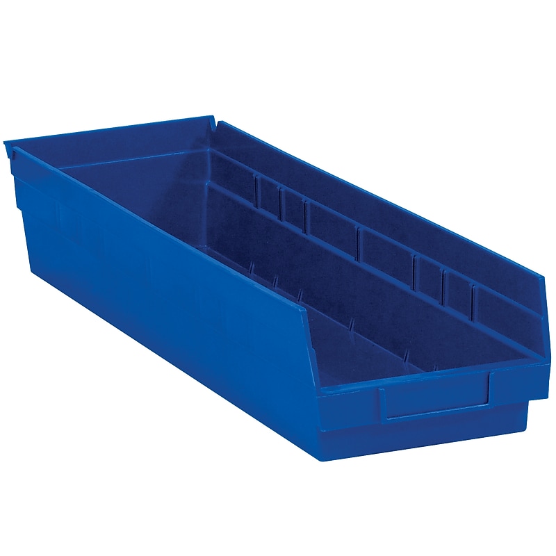 Partners Brand Medium Plastic Storage Bin, 4" x 23.625"x 6.625", Blue, 8/Carton (BINPS122B) image 1