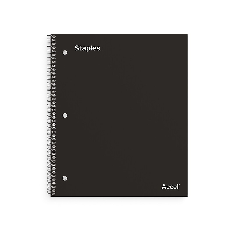 Staples Premium Poly 1-Subject Notebook, 8" x 10.5", Wide Ruled, 100 Sheets, Black (ST20956D) image 1