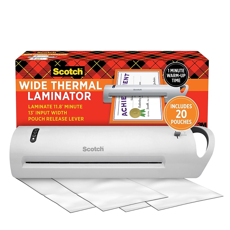 Scotch Thermal Laminator with 20 Letter Size Pouches, 13" Width (TL1302XVP) image 1
