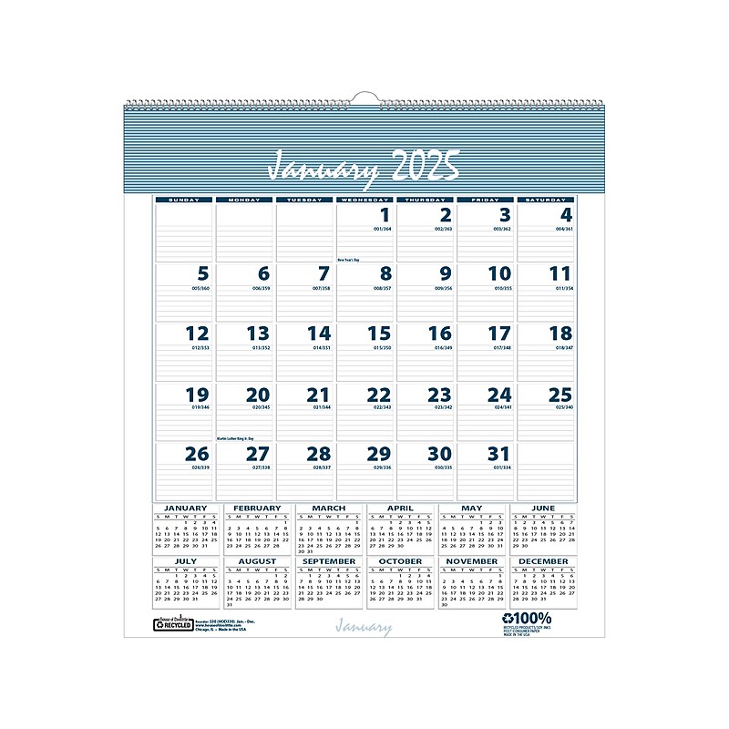 2025 House of Doolittle Bar Harbor 6" x 7" Monthly Wall Calendar, White/Blue (330-25) image 1